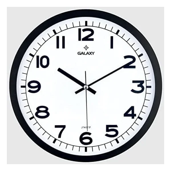 Galaxy Duvar Saati, Siyah Sessiz Akar Makine, Mineral Cam, Abs Çerçeve, 286mm Çap, Ofis Ve Ev İçin - Görsel 3