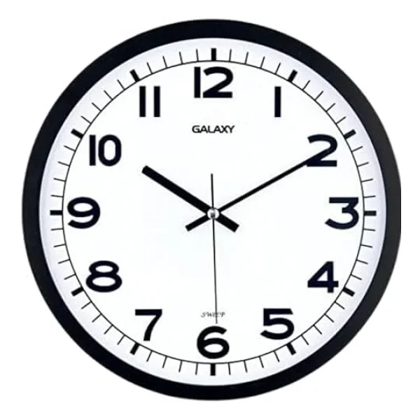 Galaxy Duvar Saati, Siyah Sessiz Akar Makine, Mineral Cam, Abs Çerçeve, 286mm Çap, Ofis Ve Ev İçin - Görsel 2