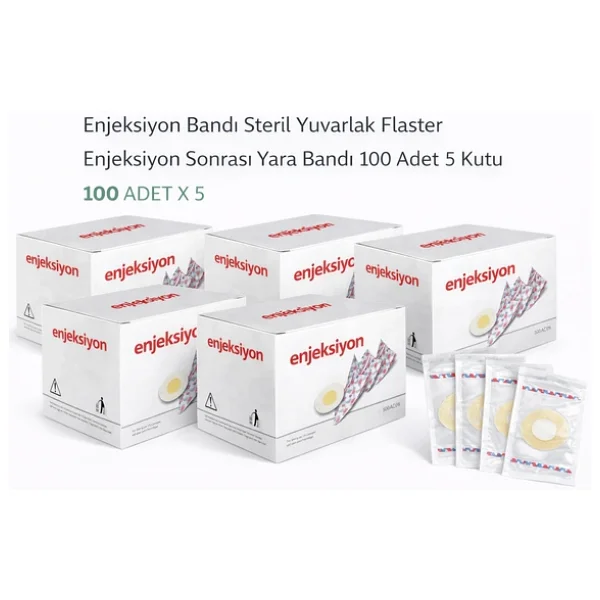 Enjeksiyon Bandı Steril Yuvarlak Flaster Enjeksiyon Sonrası Yara Bandı 100'lü 5 Kutu - Görsel 4