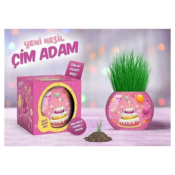 Yuup Doğum Günü Temalı Çim Adam 6'lı Set - Çocuklar İçin Eğitici Ve Eğlenceli Bitki Yetiştirme Kiti - Görsel 2