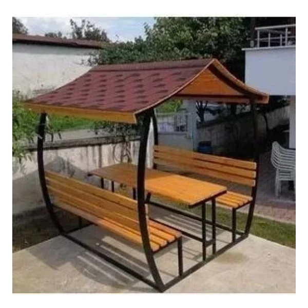 Puhu Aksesuar Japon Çatı Model Ahşap Kamelya/Çardak Piknik Masası (6 Kişilik) Jkç6-96 - Görsel 6
