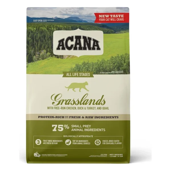 Acana Grasslands Tahılsız Tavuk Ördek Ve Hindili 1.8 Kg Tüm Yaşam Evreleri Yetişkin Kuru Kedi Maması - Görsel 6