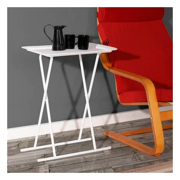 Adore Handy Mate Tepsili Katlanabilir Sehpa - Beyaz 52x66x32,5 Cm (Gxyxd) - Görsel 6