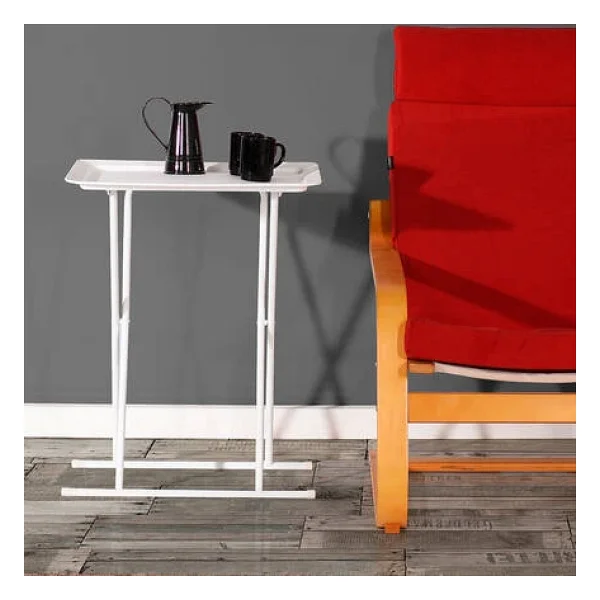Adore Handy Mate Tepsili Katlanabilir Sehpa - Beyaz 52x66x32,5 Cm (Gxyxd) - Görsel 5