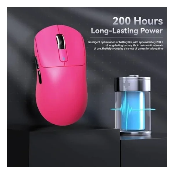 Attack Shark X3 Pembe Şarjlı Makrolu Optik Kablosuz Oyuncu Mouse - Görsel 2