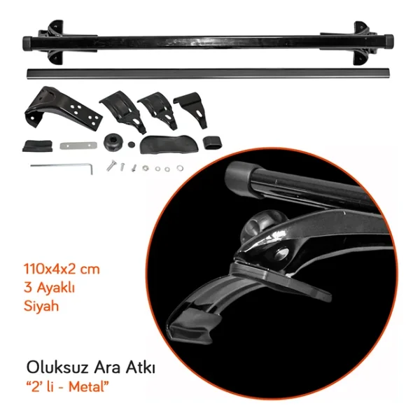 Carub Ara Atkı Oluksuz Metal Siyah 110x4x2 Cm (3 Ayaklı) Br0761044 - Görsel 2