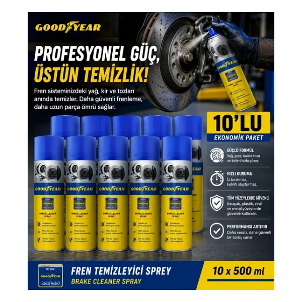 Goodyear 10'lu Set Fren Balata Temizleme Spreyi - Görsel 4