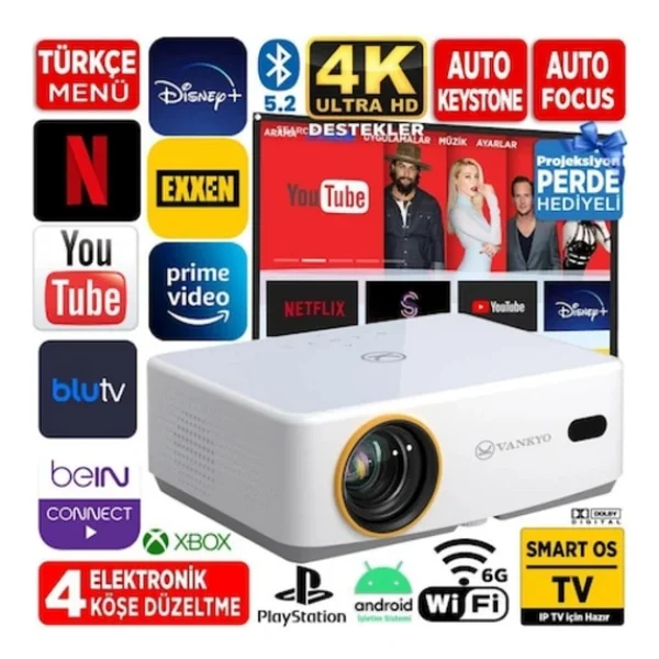 Vankyo Leisure L570b 200 Lümen Full HD Wi-Fi Android LED Projeksiyon Cihazı - Görsel 3