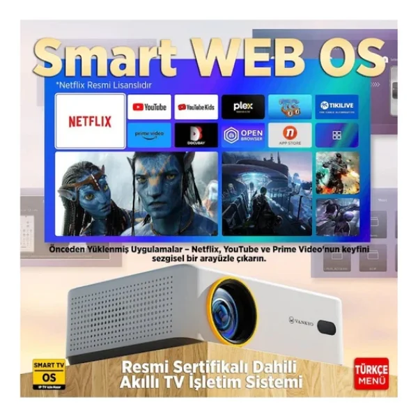 Vankyo Leisure L570b 200 Lümen Full HD Wi-Fi Android LED Projeksiyon Cihazı - Görsel 4