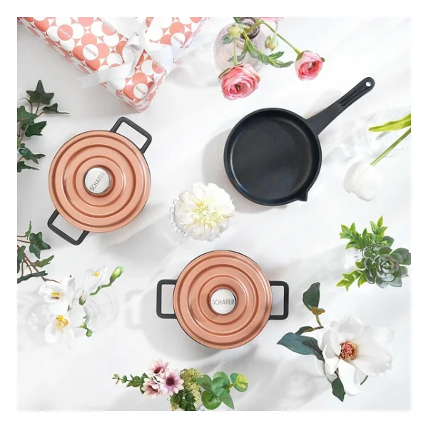 Schafer Pro Cast Rosegold 5 Parça Mini Döküm Tencere Seti - Görsel 5