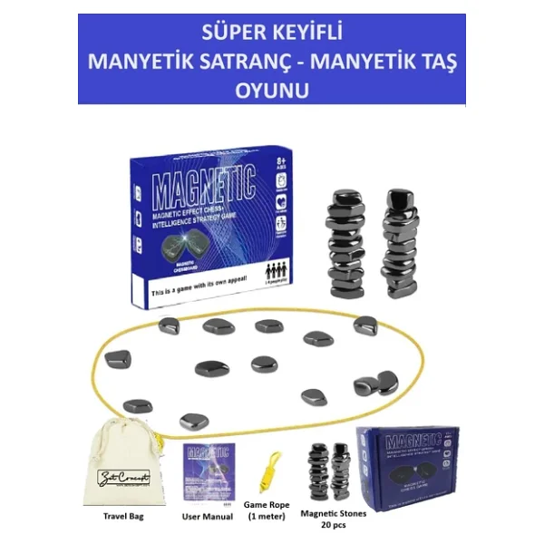 Süper Keyifli Manyetik Taş Oyunu - Mıknatıslı Satranç Oyunu, Mıknatıslı Taş Oyunu, Eğitici Masa Oyunu, Konsantrasyon Ve Mantıksal Düşünme Geliştirici, Ebeveyn-Çocuk İletişimi, Gençler İçin Parti Oyunu - Görsel 2