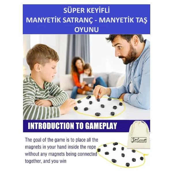 Süper Keyifli Manyetik Taş Oyunu - Mıknatıslı Satranç Oyunu, Mıknatıslı Taş Oyunu, Eğitici Masa Oyunu, Konsantrasyon Ve Mantıksal Düşünme Geliştirici, Ebeveyn-Çocuk İletişimi, Gençler İçin Parti Oyunu - Görsel 3