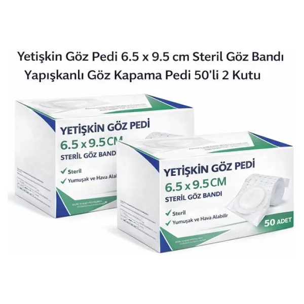 Yetişkin Göz Pedi 6.5 X 9.5 Cm Steril Yapışkanlı Göz Bandı 50'li 2 Kutu Göz Kapama Pedi - Görsel 3