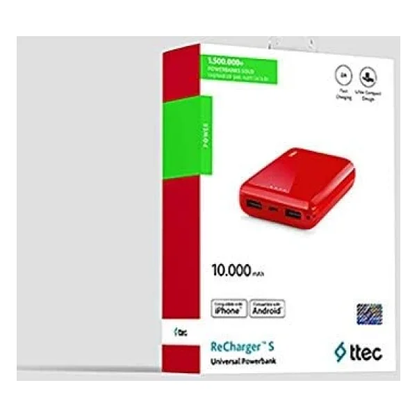 Ttec Recharger S 2bb174k 10000 mAh Kırmızı Taşınabilir Şarj Cihazı - Görsel 4