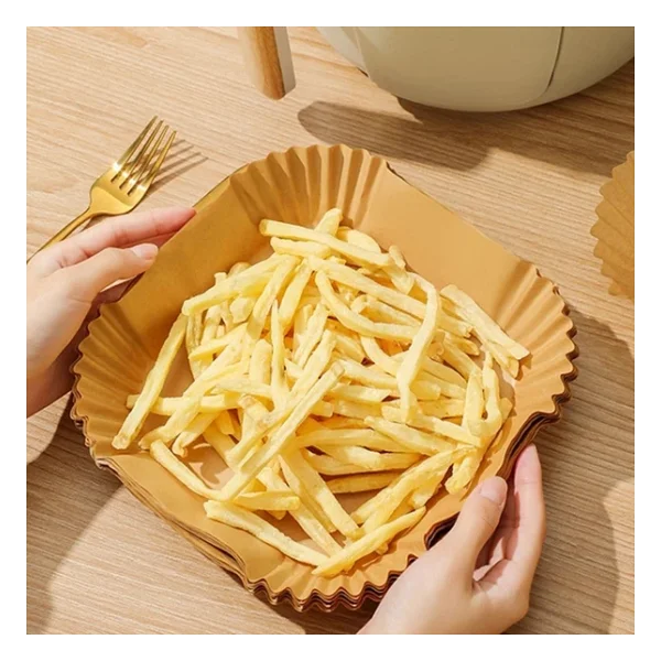Buffer 50 Adet Air Fryer Pişirme Kağıdı Tek Kullanımlık Yağ Geçirmez Yapışmaz Kare Tabak Model Pvc - Görsel 6