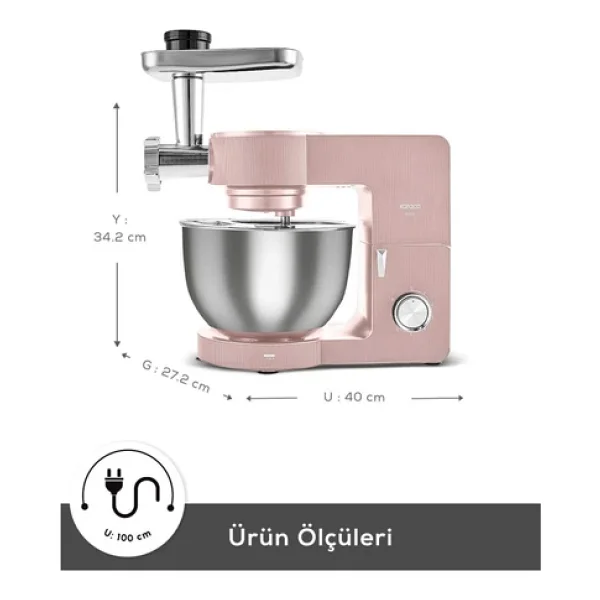Karaca Multichef Ultra 7 Lt 2000 W Rose Gold Stand Mikser - Görsel 2