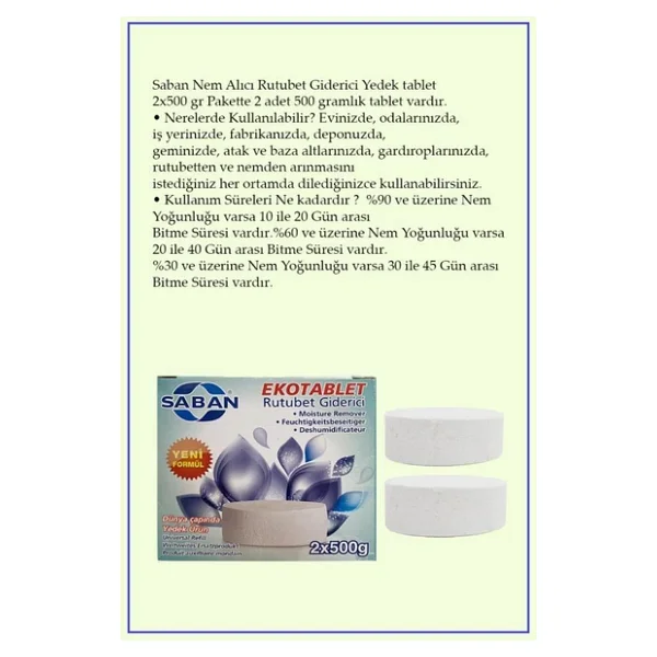 Saban 2x500 Gram - Kırmızı Meyve Kokulu, Nem Alıcı Rutubet Ve Küf Önleyici Yedek Tablet - Görsel 5