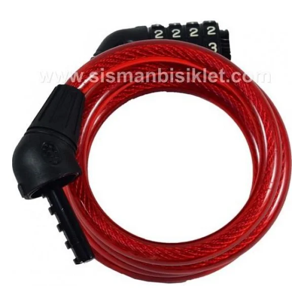 Zhonglı - Kırmızı Halat Kilit Dolamalı 4 Şifre 12x100cm Braketli - Görsel 4