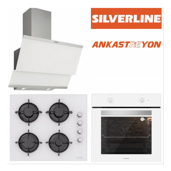 Silverline Bo6501w01-Cs5349w01-3420 Classy Beyaz Cam Ankastre Set - Görsel 3