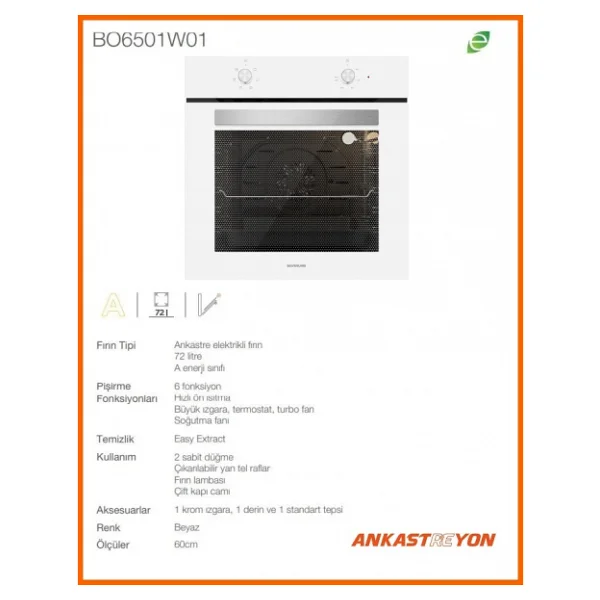 Silverline Bo6501w01-Cs5349w01-3420 Classy Beyaz Cam Ankastre Set - Görsel 6