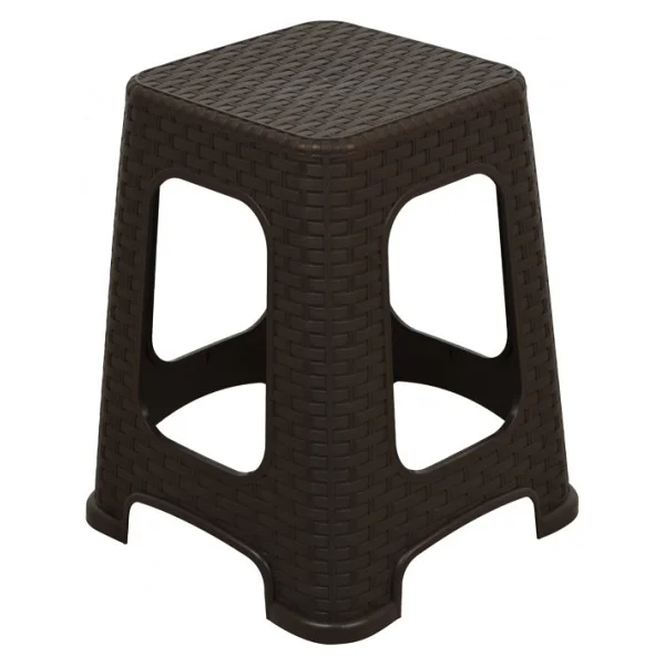 Mandella Sağlam Plastik Karizma Rattan Tabure (6 Adet) Kahverengi - Görsel 6