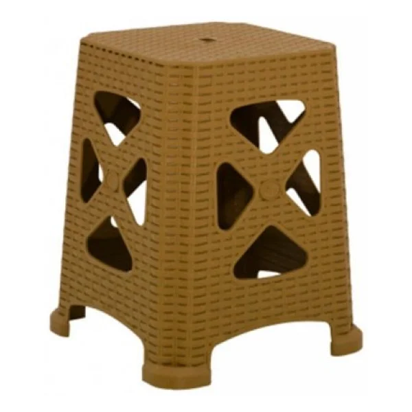 Mandella Sağlam Plastik Elit Rattan Büyük Tabure (6 Adet) Teak - Görsel 4