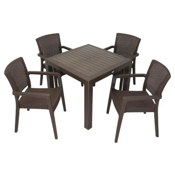 Mandella Elit Rattan 90x90 Zeus Koltuk Masa Takımı Kahverengi - Görsel 3