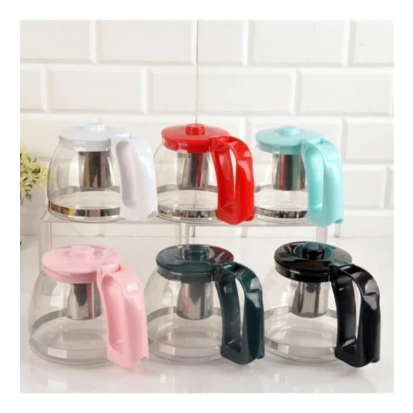Güntem Paçi 1250 Ml Renkli Süzgeçli Cam Demlik 400789 - Görsel 4