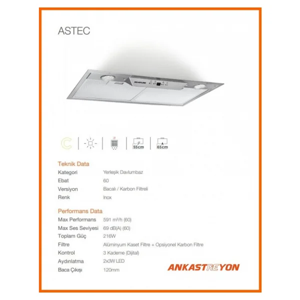 Silverline 1170 Astec 60 Cm Ankastre Aspiratör - Görsel 6