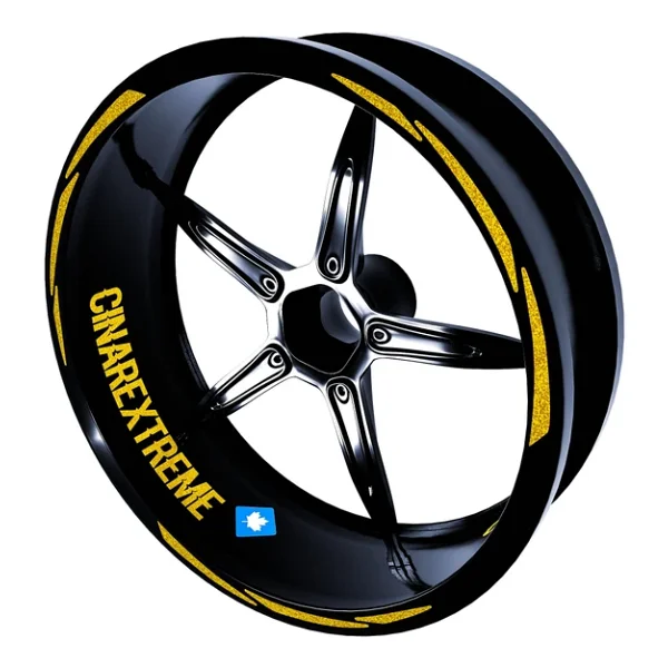 Çınar Extreme 3 Parça Tasarımlı Yaldızlı Gold Jant Şeridi Sticker - Görsel 3