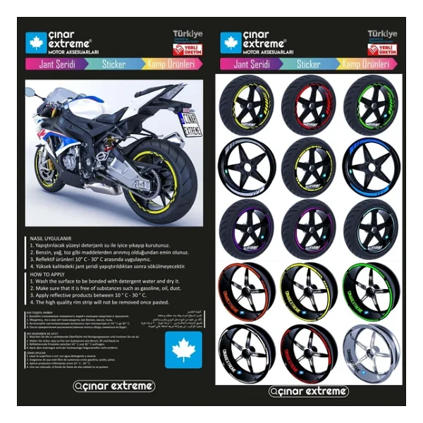 Çınar Extreme Floresan Turuncu Double Stripe Jant Şeridi Sticker Çınar Extreme - Görsel 4