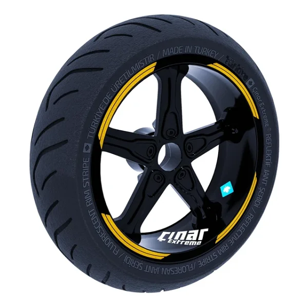 Double Stripe Tasarımlı Yaldızlı Gold Jant Şeridi Sticker Çınar Extreme - Görsel 3