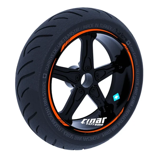 Çınar Extreme Alev Turuncusu 4 Parçalı Keskin Jant Şeridi Sticker - Görsel 3