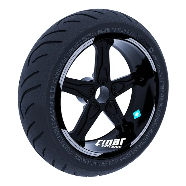 Çınar Extreme Double Stripe Tasarımlı Yaldızlı Gümüş Jant Şeridi Sticker - Görsel 3