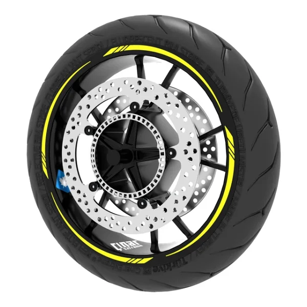 Floresan Sarı 4 Parçalı Keskin Jant Şeridi Sticker Çınar Extreme - Görsel 3
