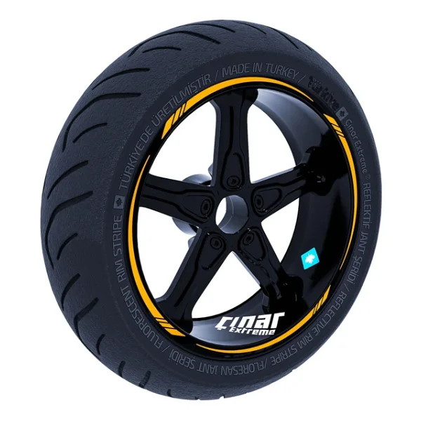 Taksi Sarısı 4 Parçalı Keskin Jant Şeridi Sticker Çınar Extreme - Görsel 3