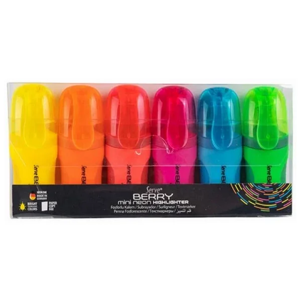 Serve Berry Mini Neon 6'lı Fosforlu Kalem Seti - Görsel 6
