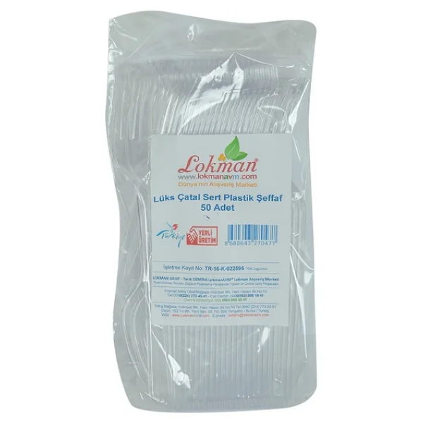 Lokmanavm Lüks Çatal Sert Plastik Şeffaf 50 Adet 1 Paket - Görsel 4