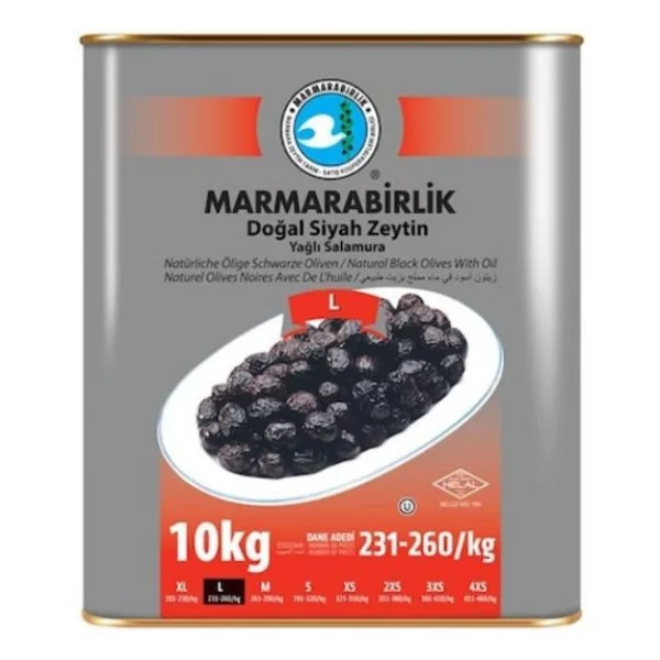 Marmarabirlik Hiper 10 Kg L (231-260) Doğal Yağlı Salamura Siyah Zeytin - Görsel 4