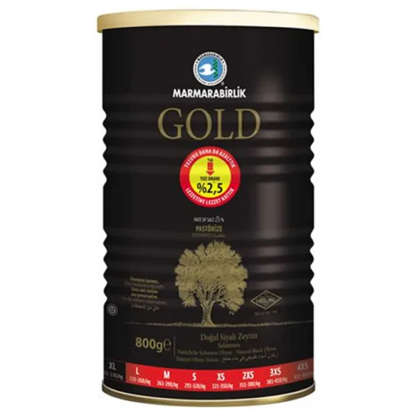 Marmarabirlik Gold Az Tuzlu XL (201-230) 800 Gr Siyah Zeytin - Görsel 3