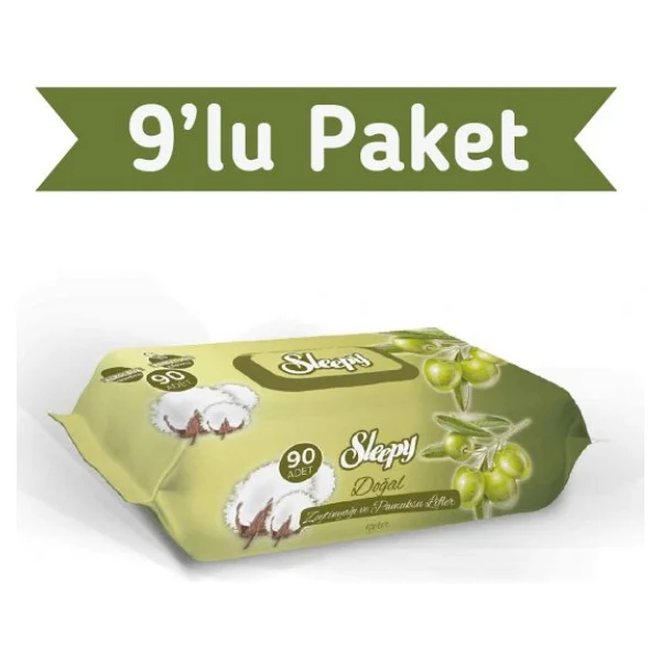 Sleepy Zeytinyağlı 90 Yaprak 9'lu Paket Islak Mendil - Görsel 4