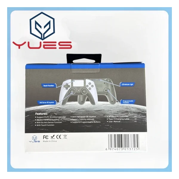 Yues PS5 Uyumlu Kablosuz Oyun Kolu Dualsense Tarzı Titreşimli, Şarjlı, Bluetooth Siyah - Görsel 6