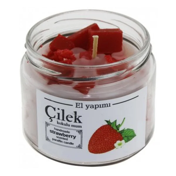 Mum Çilek Kokulu 400gr Cam Kavanozda - Görsel 3