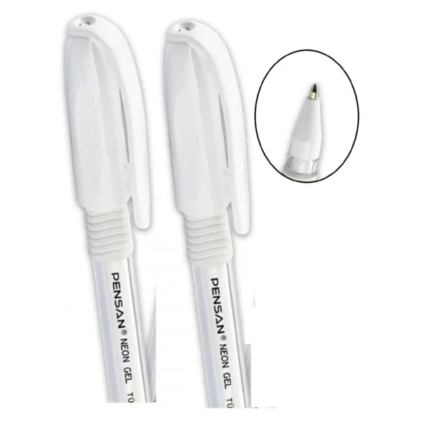 Pensan Beyaz Neon Tükenmez Kalem Jel 1.0 Mm (2 Adet) - Görsel 3