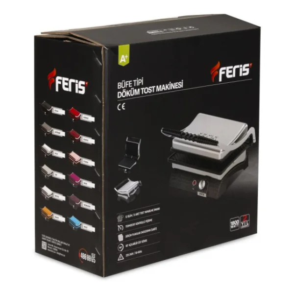 Feris Ft3011 12 Dilim Gri 1800 W Döküm Sanayi Tipi Tost Makinesi - Görsel 5