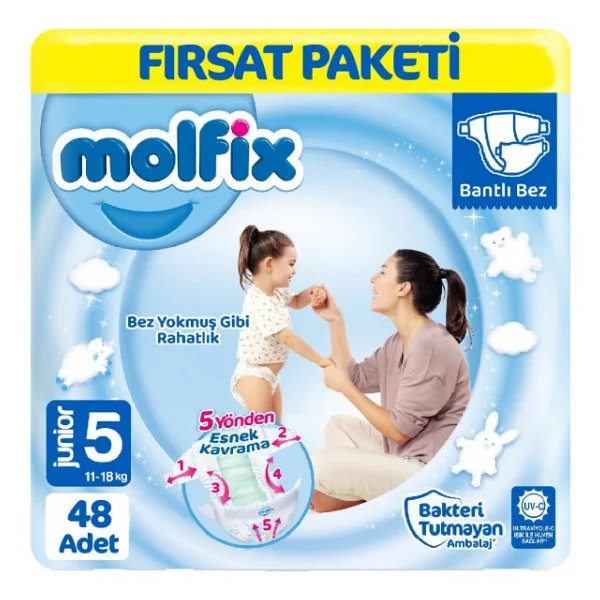 Molfix 5 Numara Junior 48'li Bebek Bezi - Görsel 4