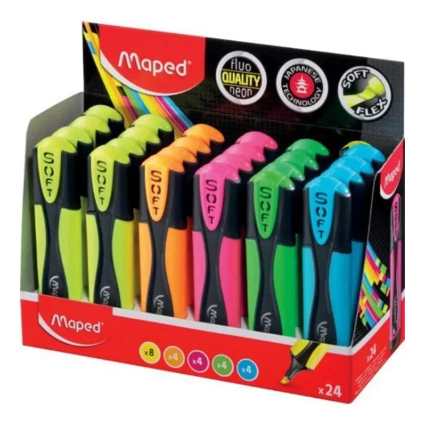 Maped Fosforlu Kalem Ultra Yumuşak Uç Karışık Fosforlu İşaret Kalemi (24 Lü Paket) - Görsel 3