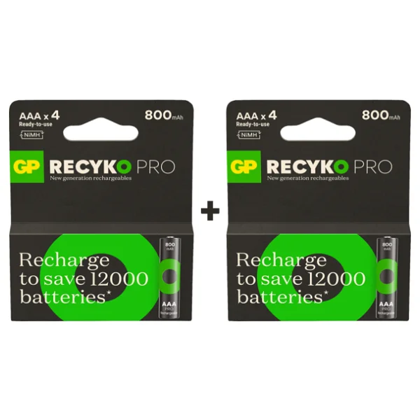 Gp Recyko Pro 800 mAh 8'li Şarjlı Aaa İnce Kalem Pil - Görsel 6