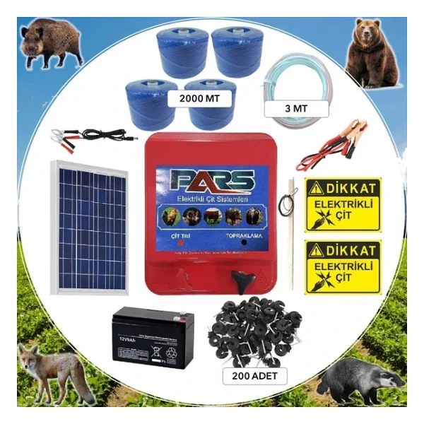 Pars Elektrikli Çit Ayı-Domuz Kovucu Eco Set 2000 ( Ahşap Direk İzolatörlü) - Görsel 3