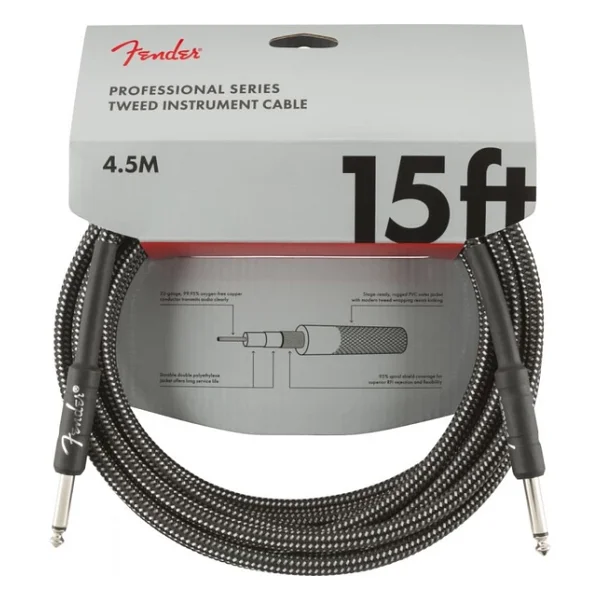 Fender Professional 4m Gri Tweed Enstrüman Kablosu - Görsel 3